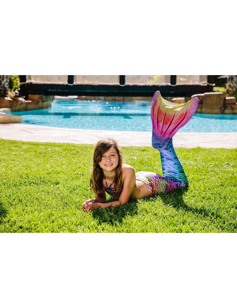 Syreni ogon - monopłetwa Aquaris do pływania Rainbow + Bikini, Kuaki Mermaids
