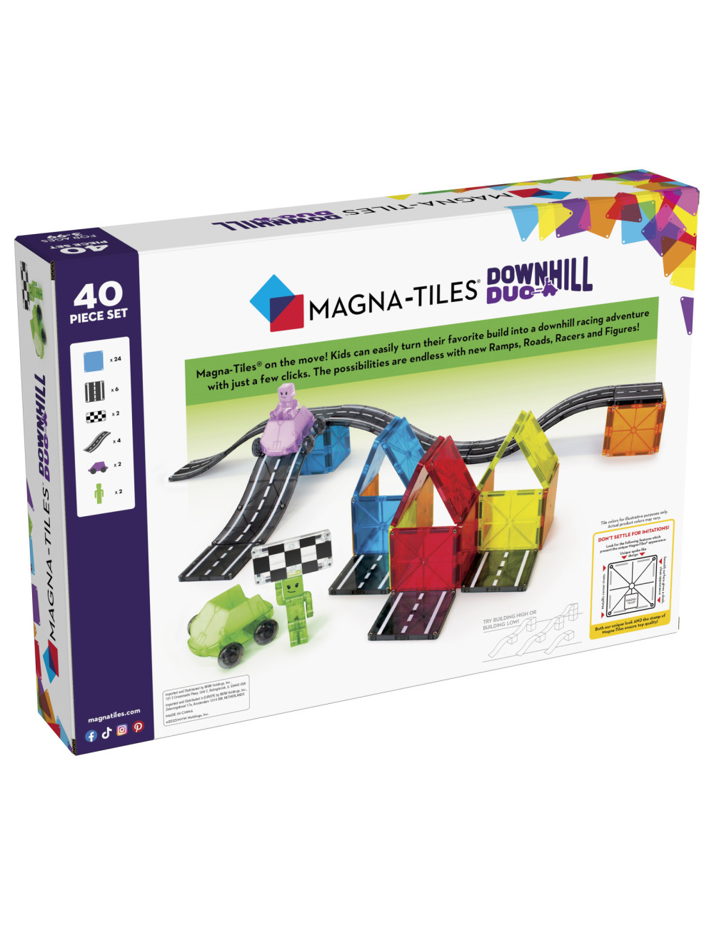 Klocki magnetyczne Magna-Tiles Downhill Duo 40 el.
