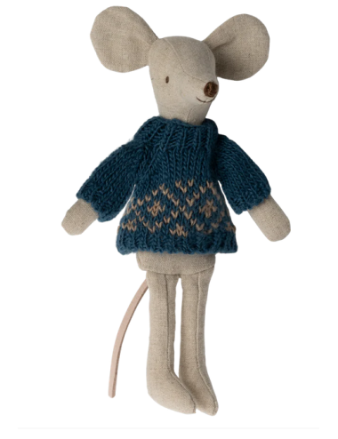 Ubranko dla myszki Maileg Sweter Niebieski Dad Mouse