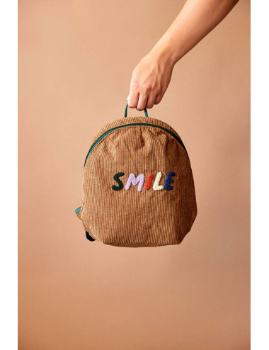 Plecak mini sztruks Lassig Little Gang Smile caramel