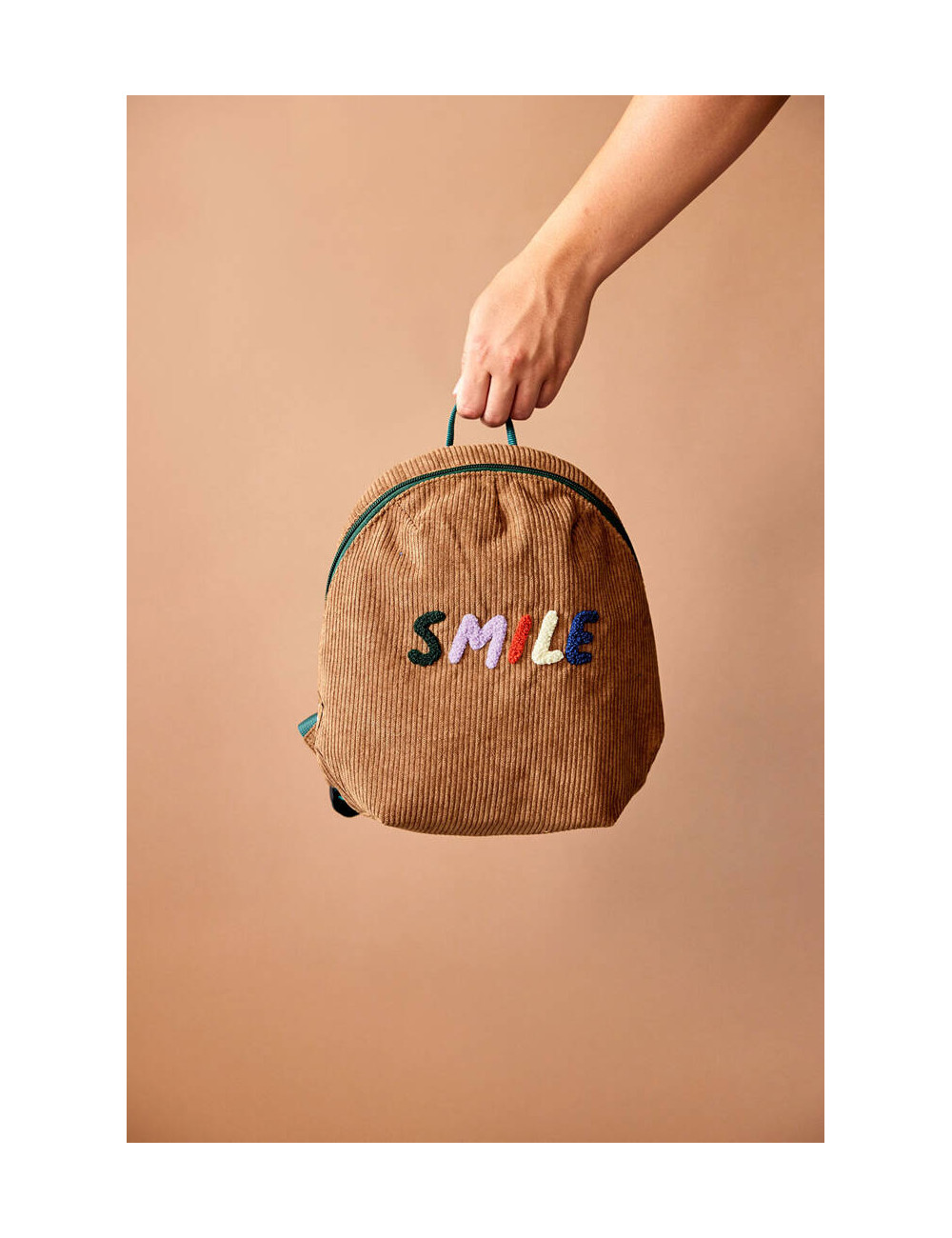 Plecak mini sztruks Lassig Little Gang Smile caramel