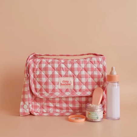 Torba z akcesoriami dla lalek Pink Gingham Tiny Harlow