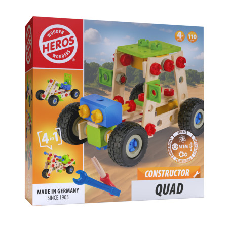 Klocki konstrukcyjne Quad drewniany 4w1 Heros Toys 110 elementów 4+