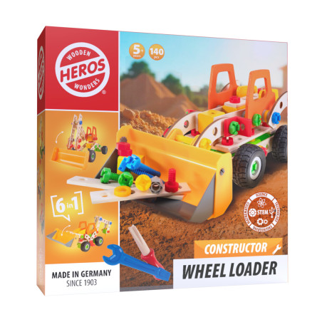Klocki konstrukcyjne koparko-ładowarka 6w1 Heros Toys 140 elementów 5+
