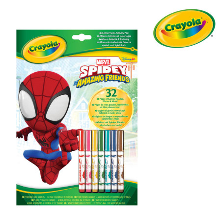 Kolorowanka dla dzieci z łamigłówkami i flamastrami Spidey i super-kumple Crayola
