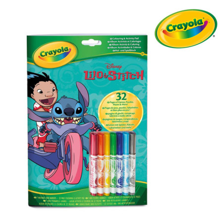 Kolorowanka dla dzieci z łamigłówkami i flamastrami Lilo i Stitch Crayola