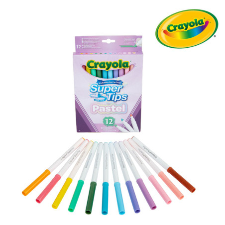 Super Tips Flamastry dla dzieci zmywalne pastelowe 12szt. Crayola