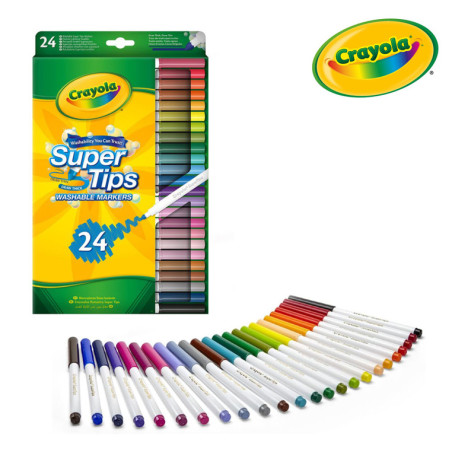 Flamastry Super Tips dla dzieci zmywalne Crayola 24 kolory