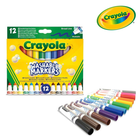 Flamastry stożkowe dla dzieci zmywalne Crayola 12 kolorów