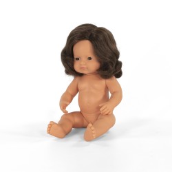 Lalka Miniland Dziewczynka Europejka brązowe włosy 38cm