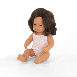 Lalka Miniland Dziewczynka Europejka brązowe włosy 38cm