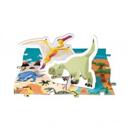 Puzzle z figurkami 3D Janod Dinozaury 200 el.