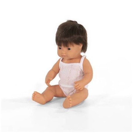 Lalka Miniland Chłopiec Europejczyk 38cm bązowe włosy