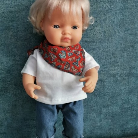 Olimi Ubranko dla lalki 38 cm Zestaw jeansy, t-shirt i apaszka