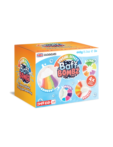 Kształty/kule do kąpieli zmieniające kolor wody Rainbow Baff Bombz, Zimpli Kids 4 szt.
